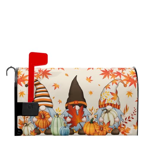 Image of Welcome Autumn Pumpkin Magnetic Fallen Leaves Mailbox Cover - Standard Size 18 X 21 - Decorative for Home, Outdoor, Garden
