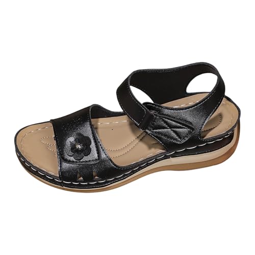Sandales compensées pour femme en cuir avec bout ouvert pour l'été