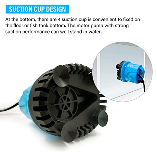Image of Qpets 1800L /H Submersible Water Fountain Pump, Mini Aquarium Air Pump for Pond, 25W Power Large Water Pump for Fountain, Water Circulation Pumps with Suction Cup Bottom for Fish Garden