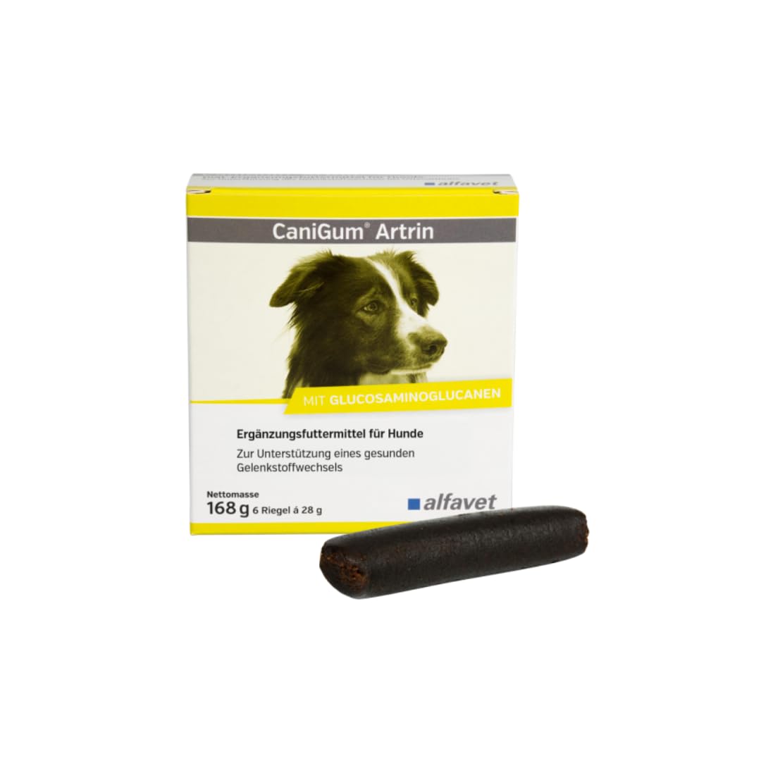 Alfavet CaniGum Artrin | Doppelpack | 2 x 6 x 28 g | Ergänzungsfuttermittel für Hunde | Omega-3 & Pflanzenextrakte
