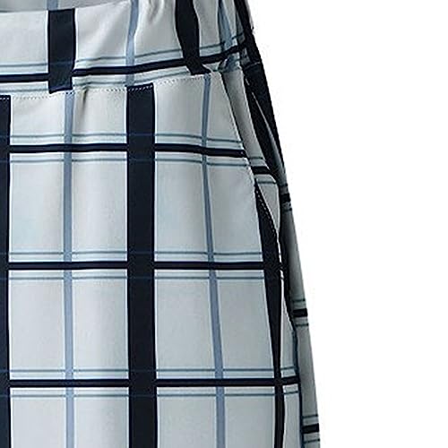 Men's Summer Casual Plaid Shorts Relaxed Fit Plaid Cargo Short Drawstring Striped Outdoor Short Pant3