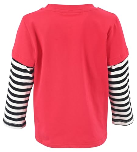 Image of Unique Baby Boys Shirts for Kids and Toddlers Striped Layered Long Sleeve with Embroidery