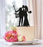 TiTaicor Guitarist Wedding Cake Topper,Musician Cake Topper,Guitar Player Cake Topper,Music Cake Topper,Bass guitar cake topper,Guitarist Cake Insert for Proposal Wedding Engagement Anniversary.