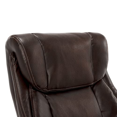 La-Z-Boy Bellamy Bonded Leather Executive Office Chair With Memory Foam Cushions, Brown #TOP4