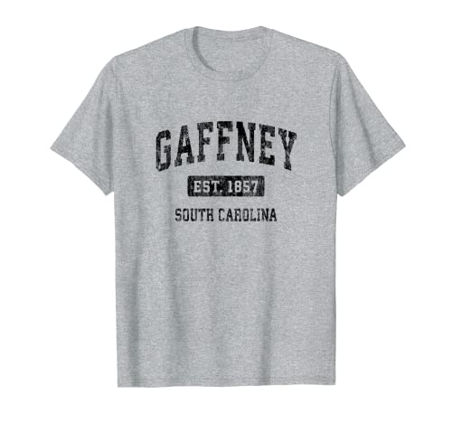 Gaffney South Carolina SC Vintage Diseño Deportivo Negro Diseño Camiseta