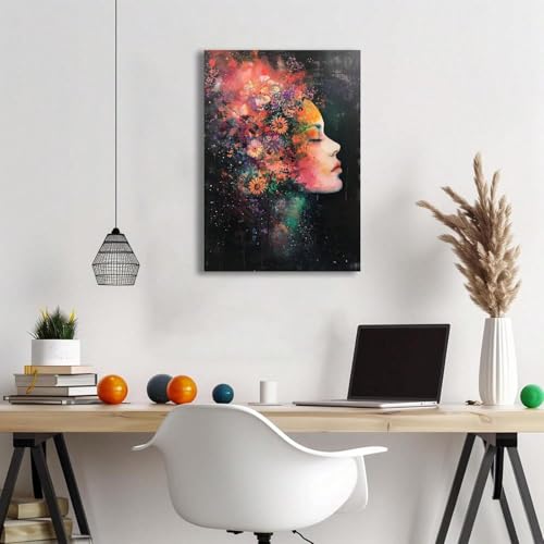 Art mural contemporain femme pour salon chic peinture moderne