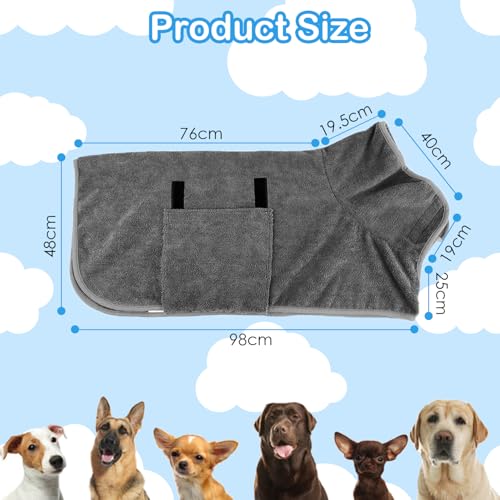 Albornoz de microfibra para perros grandes gris talla XL 4