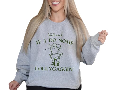 Y'all Mind If I Do Some Lollygagging Shirt, Funny Frog Graphic Sweatshirt, Cute Funny Frog Crewneck Frog Lovers Shirt Retro Farmer Crewneck Farmer Gift2