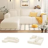 KINGYES 107'' Modular Sectional Sofa, L Shaped Cloud Couch for Living Room, Modern Boneless Sofa with Chaise for Bedroom, Beige