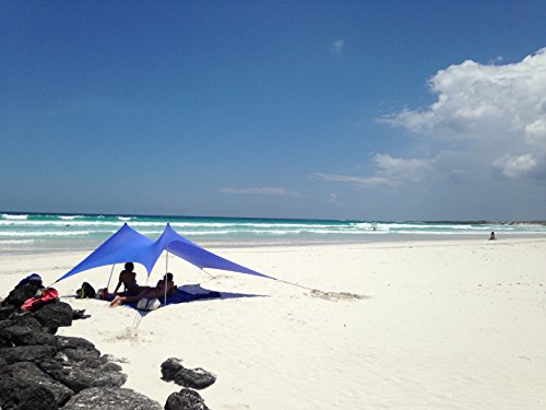 Neso Tente de Plage de Tente de avec l'ancre de Sable, Sunshade portative d'auvent - 2.1m 'x 2.1m - Coins renforcés par Brevet (Bleu pervenche)
