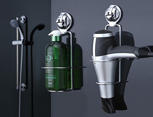 Feca Fe-B1005 Stainless Steel Hair Dryer Holder Holster Organizer With No Drilling Wall Mount Mountable Powerful Suction Cup #TOP3