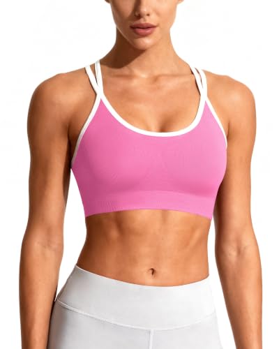 Image of WOYYHO Cross Back Sports Bra for Women Padded Medium Support Workout Bra