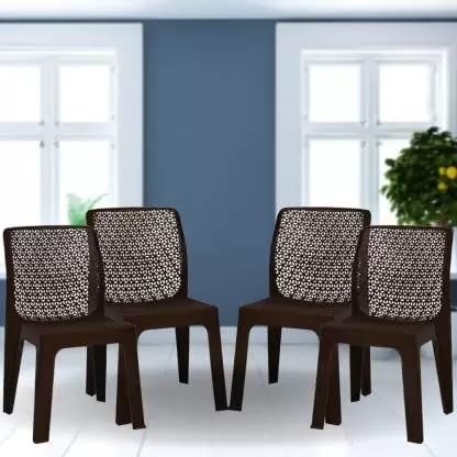 Anmol Oxy Plastic Chair for Home Plastic Outdoor Chair (Brown, Set of 4 Pre-Assembled)-image-31