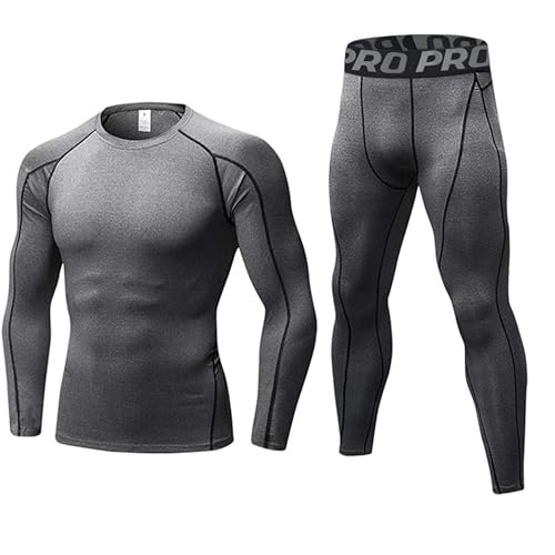 BEGIANT Ensemble de sous-vêtements Thermiques Homme en Compression Haut Manches