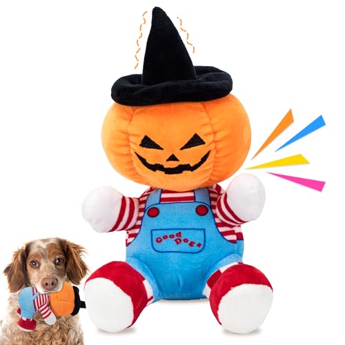 Juguete mordible de peluche calabaza para perro Halloween
