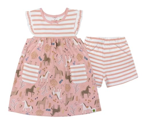 John Deere Pink Horse Print Toddler Dress Set Girls Sizes 2T 3T 4T