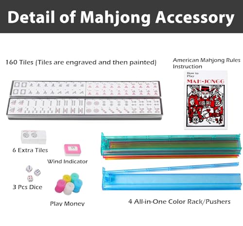 Juego American Mahjong con 166 Fichas y Bolsa Rosa miniatura 2