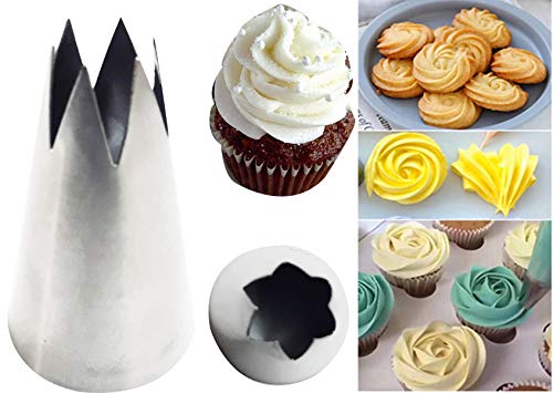 Ohm Open Star Piping Nozzle (Medium -No. 1M, Silver) Standard Silver