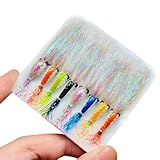 Qitewwrme 8 Stück Bionics Crystal Flash Silk Shrimp Künstliche Köder Fliegenangeln Fliegen Meeres- und Süßwasser Köder Angeln für Barsch, Forelle, Lachs Hakengröße #6 (Farbmischung)