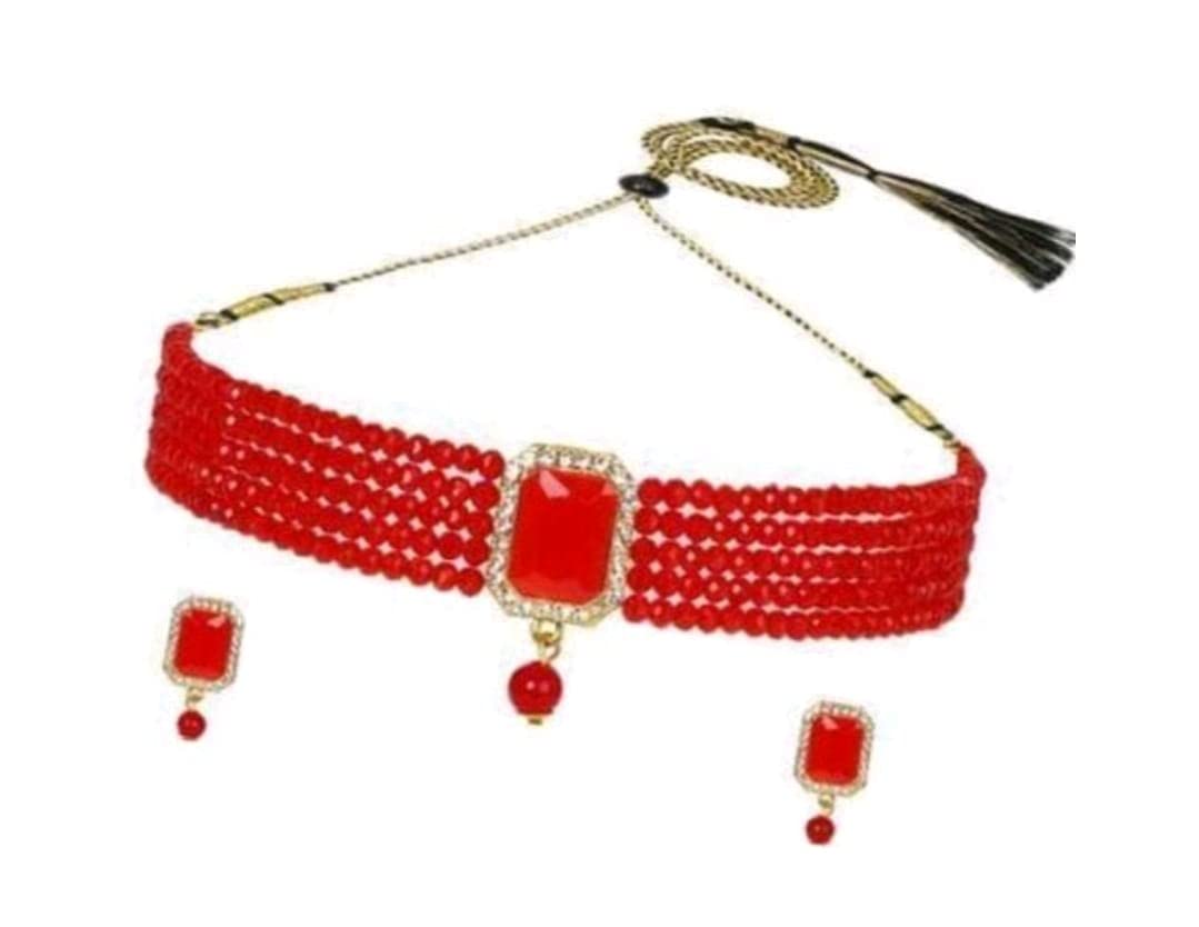 Handicraft Kottage Bead Jewellery Set choker Necklace With 2 Earring Imitation Gold Plated Set for Women and Girls for Every Occasion (B0BRQ7GJYP) Amazon Price History, Amazon Price Tracker