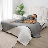 Tuffeel Waterproof Blanket for Bed, Reversible Sherpa Throw Love Blanket for Couples Satin Proof, Leak Proof Couch Protector Washable Twin Size-60'x80',Grey