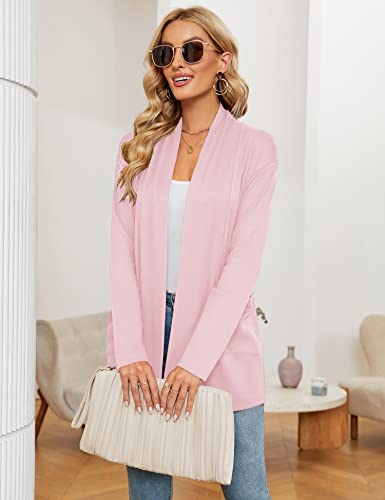 Image of Micoson Women's Long Sleeve Open Front Cardigan Casual Loose Lightweight Cardigans with Pockets
