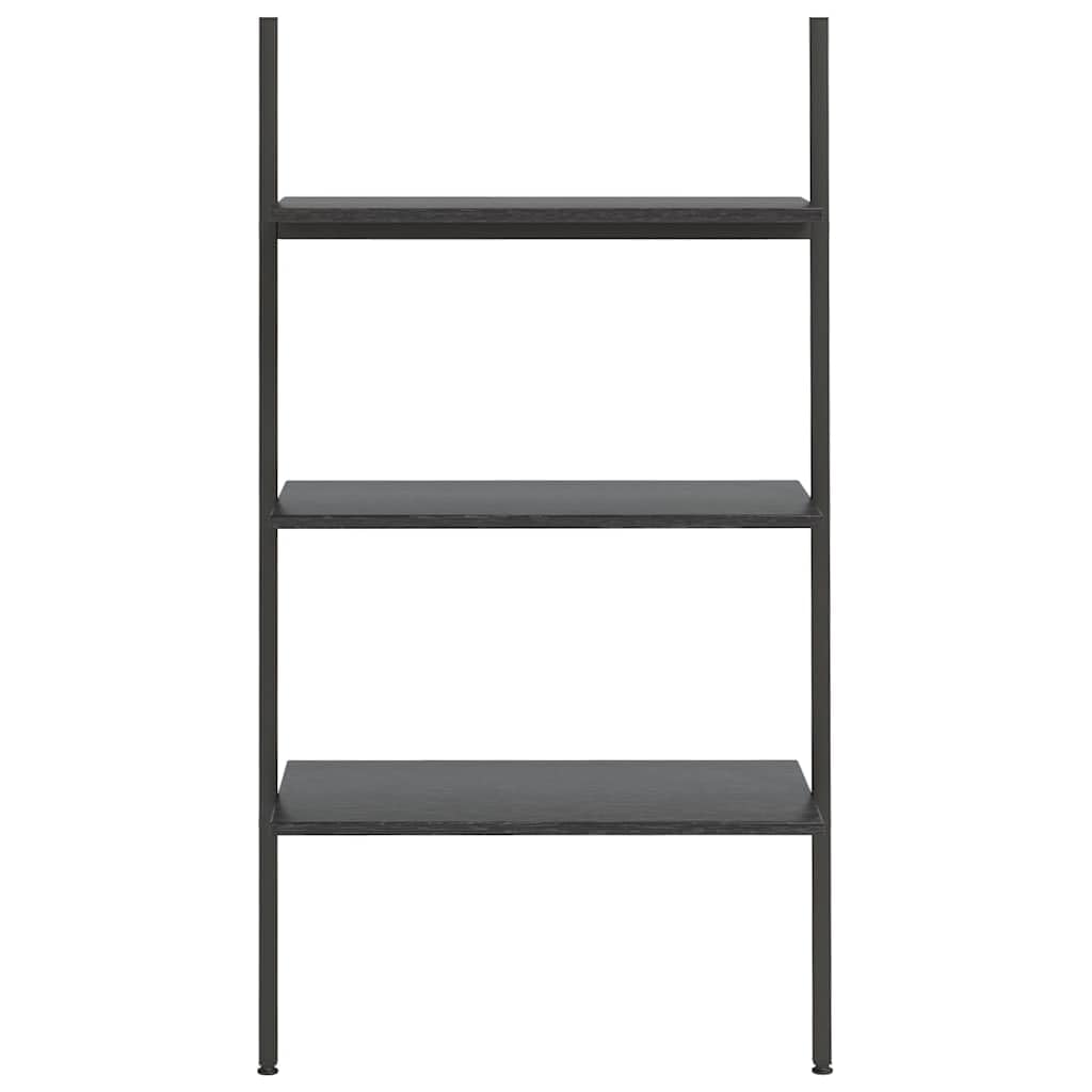 Leiterregal mit 3 Böden Schwarz 64x34x116 cm stabiles Standregal für Bücher, Akten, Dekorationen ideal für Büro, Wohnzimmer, Kinderzimmer, Flur, mit Wandhalterung für sicheren Stand