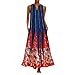 HULKY Robe Femme Ete Longue Pas Cher, Robe Femme Ete Grande Taille Femmes Plus La Taille Longue Maxi Robes D'Été Casual Boho Col en V sans Manches Lâche Maxi Robe avec Poches