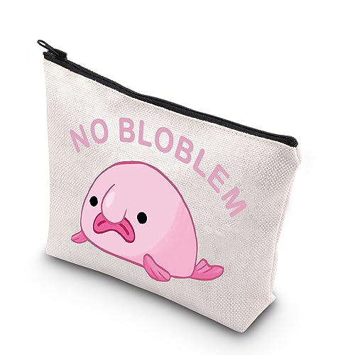 PLITI Blobfish Makeup Bag Blobfish Lover Gift No Bloblem Gift for Blobfish Fans Gift Fish Lover Gift Sea Animal Lovers Gift (No BloblemU)