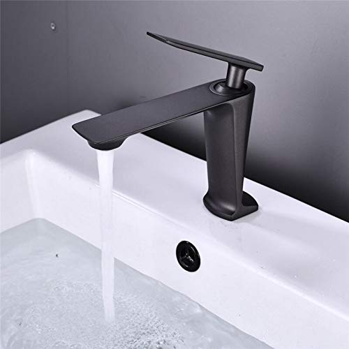 Robinet lavabo noir court anti-éclaboussures pour eau chaude