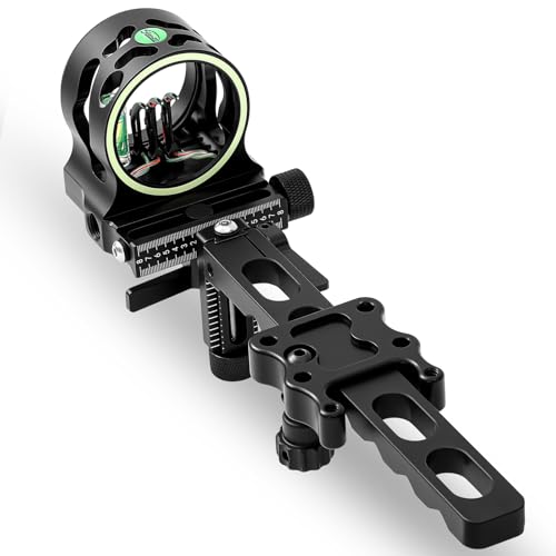 JolliLudo 5 Pin Compound Bow Sight with 0.019' Micro Fiber Optic Pins Tool Less Micro Adjust for Precision, Ambidextrous with High Visibility Level for Hunting and Shooting