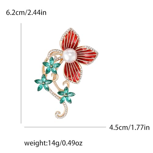 Image of Rhinestone Flower Brooch 18K Gold Plated Flower Floral Brooch Elegant Pearl Lapel Pin Costume Jewelry Thanksgiving Day Birthday Wedding Gifts for Mom Wife