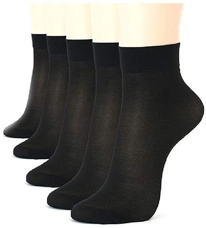 Image of Women's & Girls Black Color Skin Fit Premium Sun Protection Nylon Ankle Thumb Socks, Ultra-Thin Nylon Summer Skin Thumb /Toe Socks for Women /Girl's