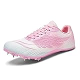 WESHIRUN Track and Field Shoes for Men Women 8 Spikes Boys and Girls Kids Running Racing Shoes Peach Pink