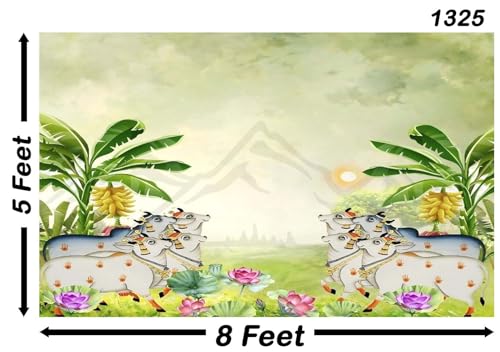 Image of Backdropon Cows and Leaves Photography Backdrops Nature Backdrop Curtain Cloth Birthday Background Seamless Photo Booth Prop Backdrop Size 5Feet Height & 8Feet Width(5 * 8)