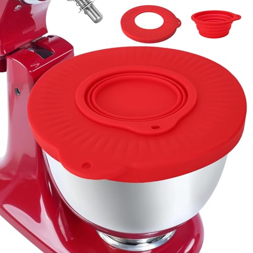 Silicone Protection Anti-Éclaboussures Accessoires pour Kitchenaid Stand Mixer 4.8L, Couvercle de Bol pour Bol Kitchen Aid Artisan 4.5-5 QT, Accessoire pour...