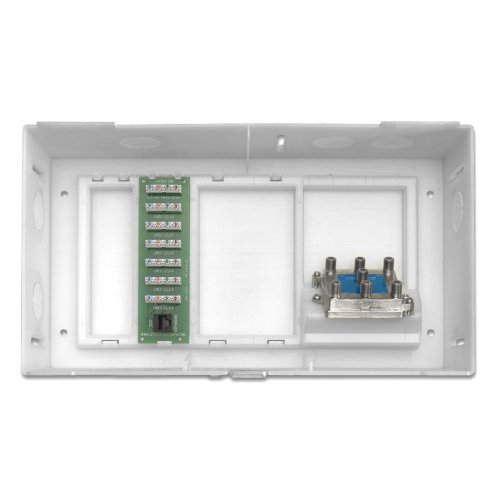 Leviton Multi Dwelling Unit, MDU Kit, Plus 1 X 6 Telephone Expansion Board and 6-Way Video Splitter, ABS Enclosure and Cover, 47604-F6S, White
