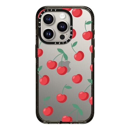 CASETiFY �C���p�N�g iPhone 15 Pro �P�[�X [MIL�K�i���� (4x MIL-STD-810G) / 2.5m����̗����������N���A] - Cherries - �N���A �u���b�N