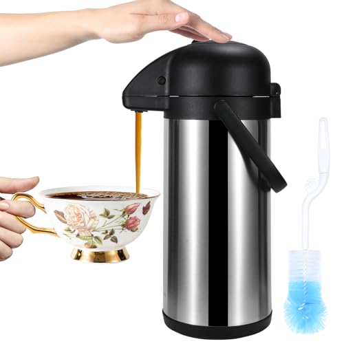 Airpot Coffee Dispenser with Pump, 102OZ Insulated Thermal Coffee Carafe for Keeping Hot - Cold Water, Party Chocolate Drinks & Stainless Steel Thermos Urn Large Thermal Hot Drink (Silver)