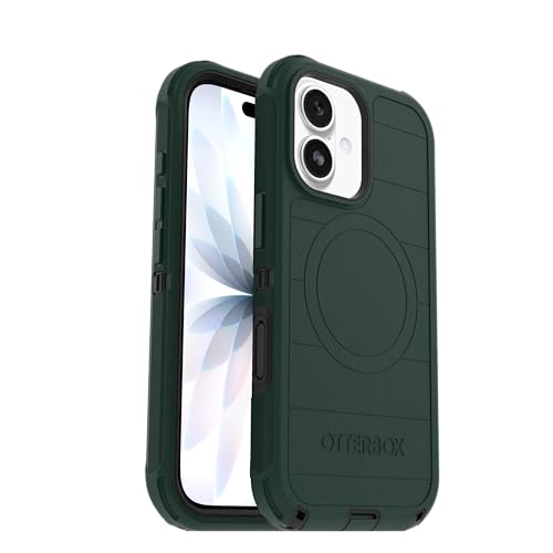 Image of OtterBox iPhone 17 (Only) - Defender Series Case - Roasted Cashew Mist (Green & Black) - Snaps on MagSafe - Tough - Rugged & Durable