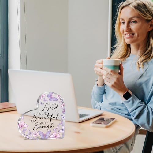Image of Inspirational Butterfly Gifts for Women, Christian Gifts for Women, Butterfly Decorations for Coworker Friend, You are Loved You are Beautiful You are Enough Positive Plaque