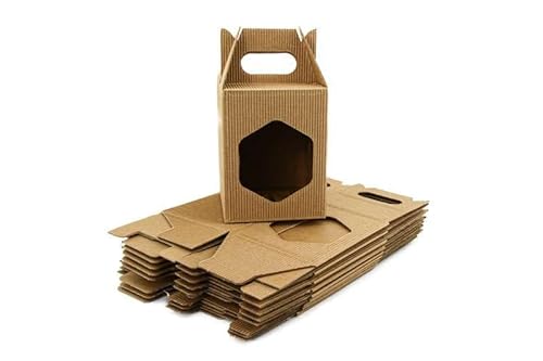 4BEE Geschenkverpackung für Honigglas – 10er-Set – Papier – Wellpappe – Tragegriff – 10 Stück für ein Honigglas mit 425 ml – Maße: 86 x 86 x 113 mm