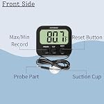 HATUSOKU Digital Thermometer with External Sensor, Magnet, Suction Cup, Water Thermometer, Aquarium, Refrigerator, Freezer (Black) - Image 5