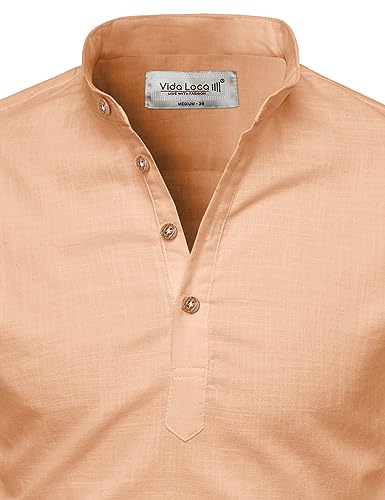 Image of Vida Loca Full Sleeve Mandarin Collor Cotton Casual Slim Fit Shirt for Men's