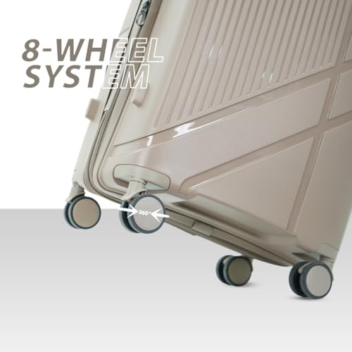 Image of AMERICAN TRAVELLER Poineer Trolley Bag - Expandable Travel Luggage Bag | Large Polypropylene Hardshell, Expandable, 8 Disc Wheels, TSA Type Lock