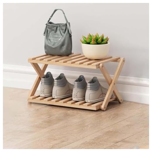 Glsety Schuhregal aus Bambus mit 2 Ebenen, tragbar, zusammenklappbar, ohne Installation, kleines Schuhregal, perfekt für Korridore, Schlafzimmer und kleine Räume (2 Etagen)