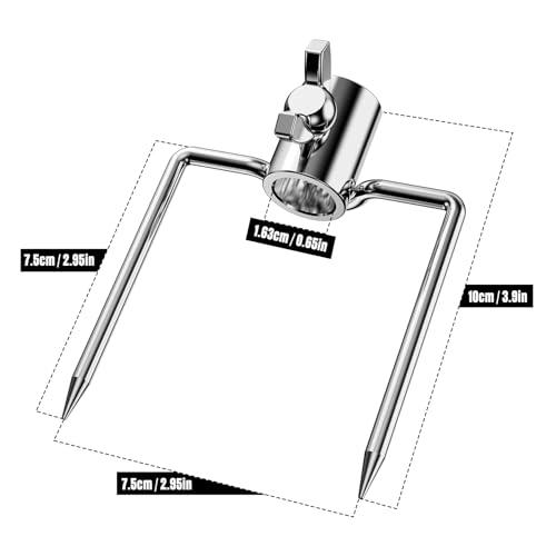 onlyfire Fleischnadeln für Grillspieß, Enthält Fleischklammer Doppelt und 2 Fleischnadel, Grill Fleischnadeln für Rotisserie, Geeignet für 12MM Hexagon, 10MM und 8 MM Quadratische Spießstangen