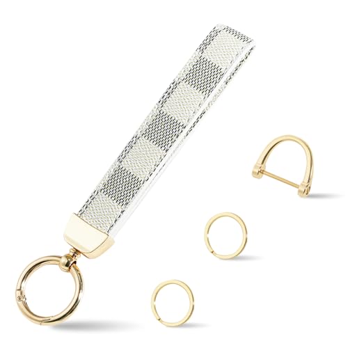 Weixiltc Leather Wristlet Keychain, Car Key Chain Holder with 2 Key Ring &...