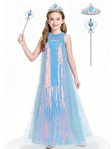 EARJIA Disfraz Princesa Para Niñas Disfraz Reina De Las Nieves Para Niñas Cumpleaños Halloween Cosplay Fiesta