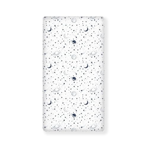 Image of Stars Planets Baby Crib Sheets for Boys Girls Space Fitted Crib Sheet for Standard Crib and Toddler Mattress Moon Baby Mattress Sheets Toddler Bed Sheet 52x28x8 in